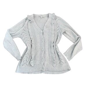 mint green ruffle cardigan